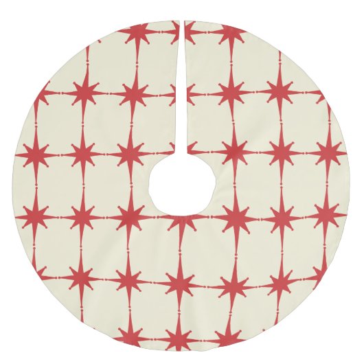 Retro Mid-eeuwse Moderne Starbursts Red Cream Kerstboom Rok (Voorkant)