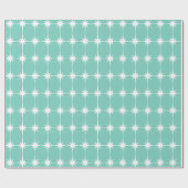 Retro Mid-eeuwse Moderne Stars Turquoise Blue Cadeaupapier (Vlak)