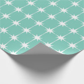 Retro Mid-eeuwse Moderne Stars Turquoise Blue Cadeaupapier (Hoek)