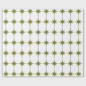 Retro Mid-eeuwse Moderne  sterren Groen Wit Cadeaupapier (Vlak)