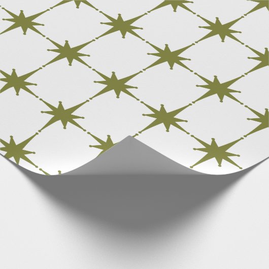 Retro Mid-eeuwse Moderne  sterren Groen Wit Cadeaupapier (Hoek)