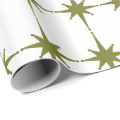 Retro Mid-eeuwse Moderne  sterren Groen Wit Cadeaupapier (Rol Hoek)