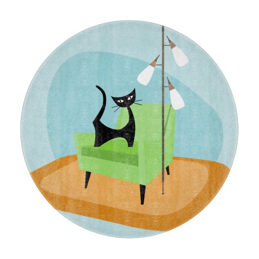 Retro Mid-eeuwse moderne stijlkat Snijplank (Voorkant)