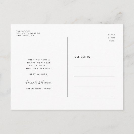 Retro mid-eeuwse patroon Happy New Year foto Briefkaart (Achterkant)