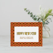 Retro mid-eeuwse patroon Happy Nieuwjaar Folie Feestdagen Briefkaart (Staand Voorkant)