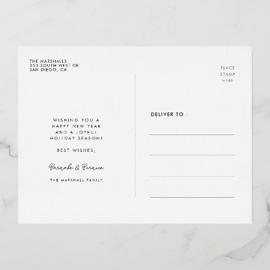 Retro mid-eeuwse patroon Happy Nieuwjaar Folie Feestdagen Briefkaart (Achterkant)