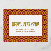 Retro mid-eeuwse patroon Happy Nieuwjaar Folie Feestdagen Briefkaart (Voorkant)