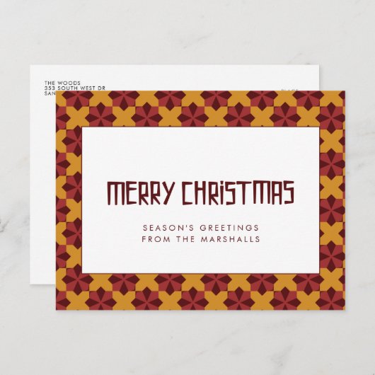 Retro mid-eeuwse patroon Merry kerst Briefkaart (Voorkant / Achterkant)