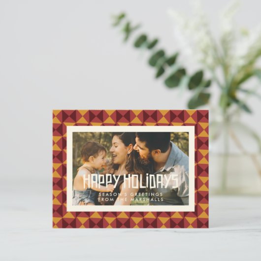 Retro mid-eeuwse patroon Prettige feestdagen foto Briefkaart (Staand voorkant)