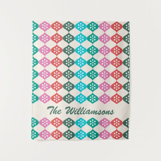 Retro Mid Mod Atomic Pattern Colorful Persoonlijk Wandkleed (Voorkant)