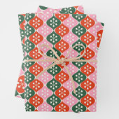 Retro Mid Mod Atomic Pattern Pink Green Christmas Inpakpapier Vel (In situ)