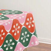 Retro Mid Mod Atomic Pattern Pink Green Christmas Tafelkleed (Voorbeeld)