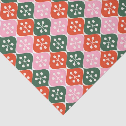 Retro Mid Mod Atomic Pattern Pink Green Christmas Tissuepapier (Detail)