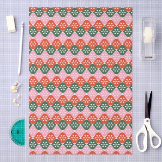 Retro Mid Mod Atomic Pattern Pink Green Christmas Tissuepapier (Craft)