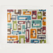 Retro Mid Mod atoomtijdspatroon Wandkleed (Voorkant (horizontaal))