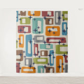 Retro Mid Mod atoomtijdspatroon Wandkleed (Voorkant)