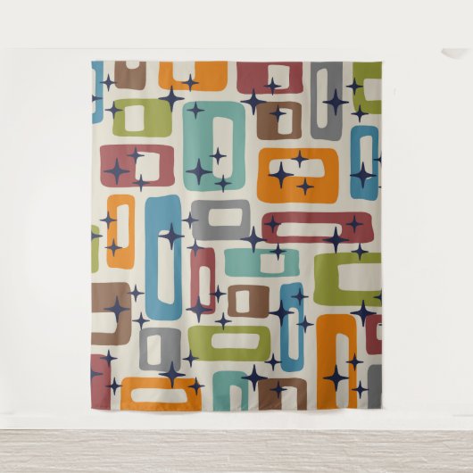 Retro Mid Mod atoomtijdspatroon Wandkleed (Voorkant)