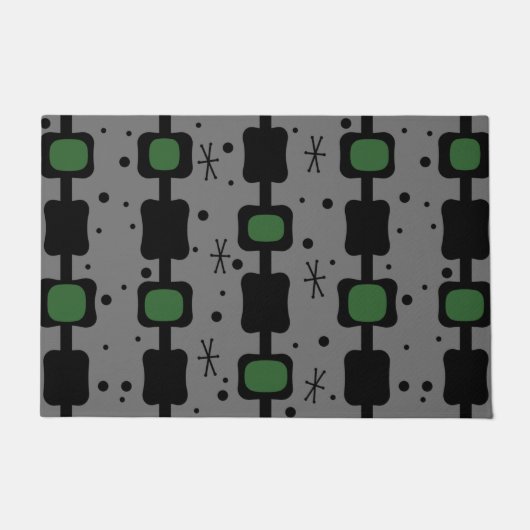 Retro Mid Mod Columns Boxes Forest Green Deurmat (Voorkant)