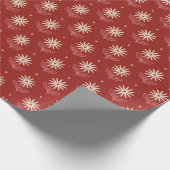 Retro Mid Mod Floral Pattern White Daisies on Red  Cadeaupapier (Hoek)