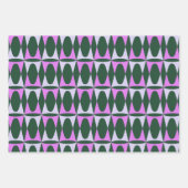 Retro Mid Mod Geometric Holiday Pattern Groene Roz Inpakpapier Vel (Voorkant 2)