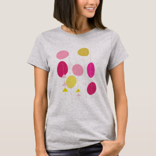 Retro Mid Mod Geometrische vormen Roze en Geel T-shirt