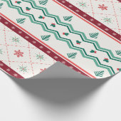 Retro Mid Mod Kerstmis Olive Red Cream Cadeaupapier (Hoek)