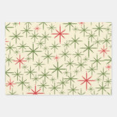 Retro Mid Mod Kerstmis Olive Red Cream Inpakpapier Vel (Voorkant)