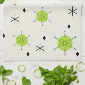 Retro Mid Mod Starburst luchtgrafiek Chartreuse Theedoek (Gevouwen)