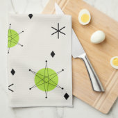 Retro Mid Mod Starburst luchtgrafiek Chartreuse Theedoek (Quarter Fold)