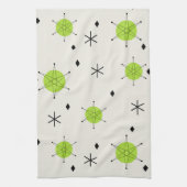 Retro Mid Mod Starburst luchtgrafiek Chartreuse Theedoek (Verticaal)