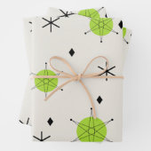 Retro Mid Mod Starburst Sky Chartreuse Inpakpapier Vel (In situ)