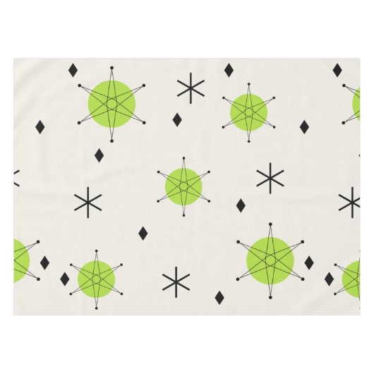 Retro Mid Mod Starburst Sky Chartreuse Tafelkleed (Voorkant (Horizontaal))
