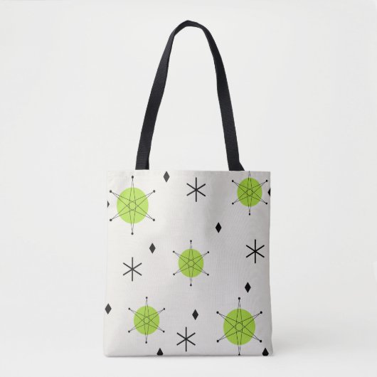 Retro Mid Mod Starburst Sky Chartreuse Tote Bag (Voorkant)