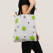 Retro Mid Mod Starburst Sky Chartreuse Tote Bag (Dichtbij)