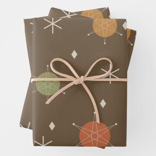 Retro Mid Mod Starburst Sky Veelkleurige Inpakpapier Vel (In situ)