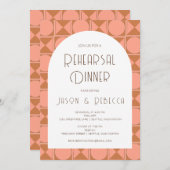 Retro Mid Modern Geometrisch Roze Repetitie Diner Kaart (Voorkant / Achterkant)