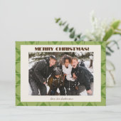 Retro Mid Modern Groen Geometrisch Afbeelding Kers Feestdagenkaart (Staand voorkant)