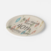 Retro Midcentury 40e verjaardag Papieren Bordje (Gekanteld)