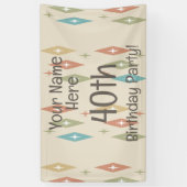 Retro Midcentury 40e verjaardag Spandoek (Verticaal)