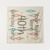 Retro Midcentury 40e Verjaardag Wandkleed (Voorkant (horizontaal))