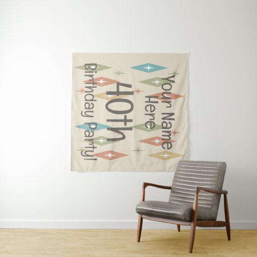 Retro Midcentury 40e Verjaardag Wandkleed (In Situ (horizontaal))