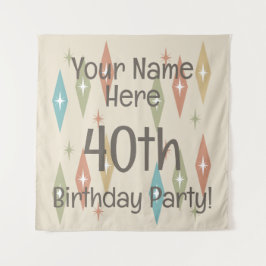 Retro Midcentury 40e Verjaardag Wandkleed