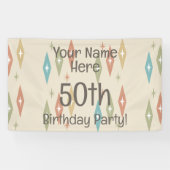 Retro Midcentury 50ste verjaardag Spandoek (Horizontaal)