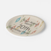 Retro Midcentury 70ste verjaardag Papieren Bordje (Gekanteld)