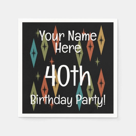 Retro Midcentury Custom Verjaardag Servet (Voorkant)