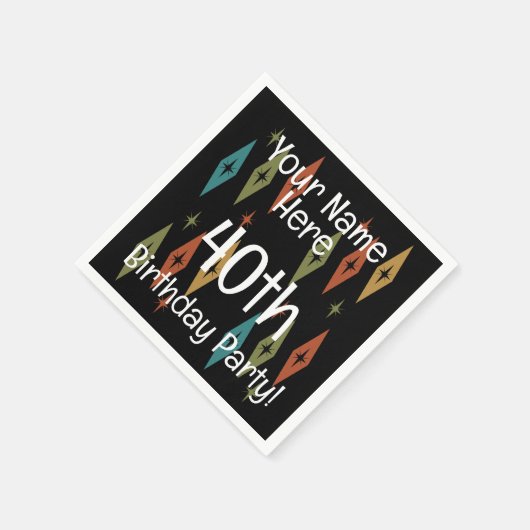 Retro Midcentury Custom Verjaardag Servet (Hoek)