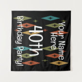 Retro Midcentury Custom Verjaardag Wandkleed (Voorkant (horizontaal))