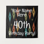 Retro Midcentury Custom Verjaardag Wandkleed (Voorkant)