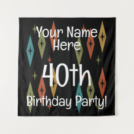 Retro Midcentury Custom Verjaardag Wandkleed