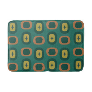Retro Midcentury geometrische vormen Blauwgroen Badmat